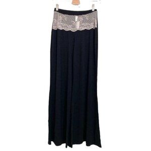 Cosabella Black Lace Waisted Wide Leg Lounge Pants
